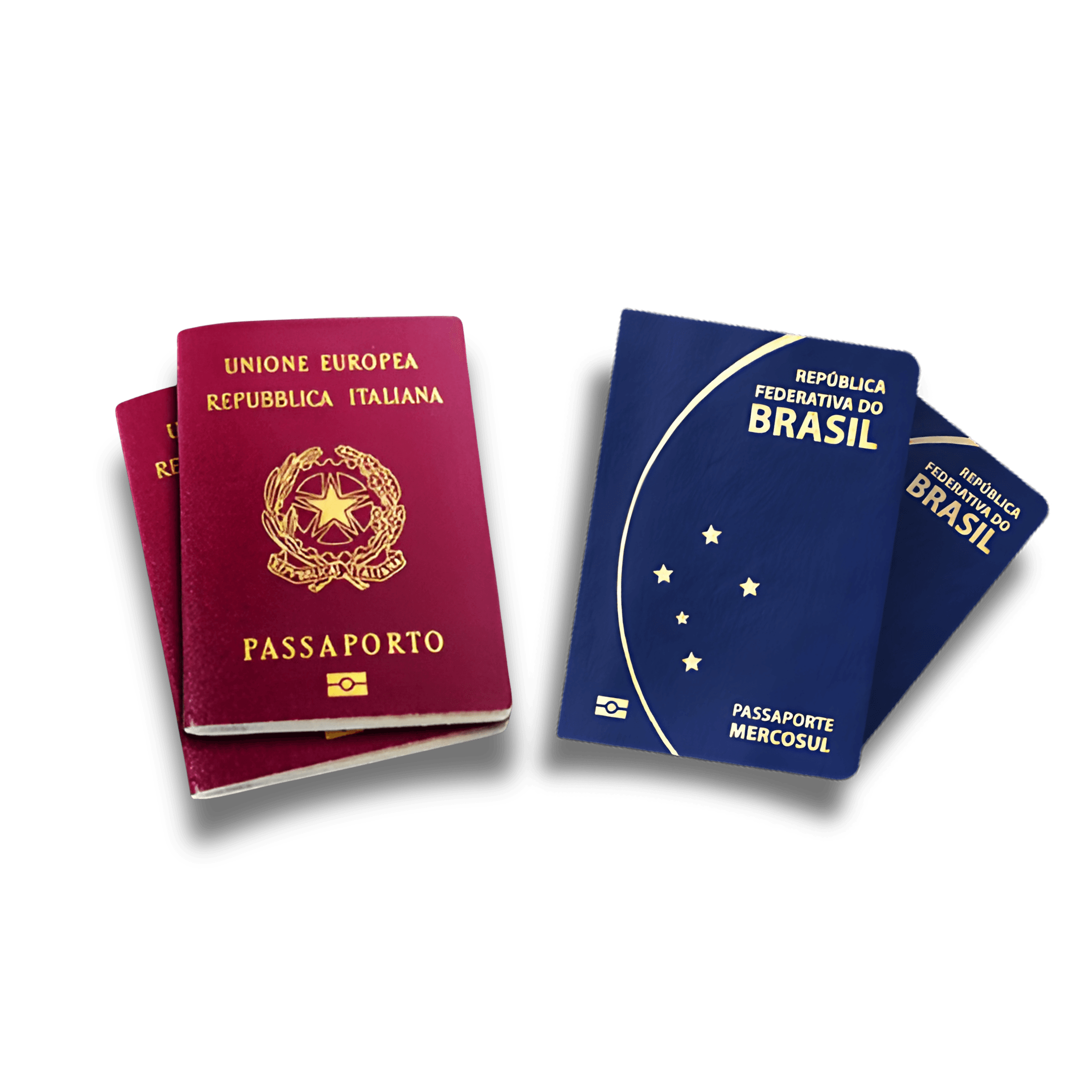 Passaportes italiano e brasileiro